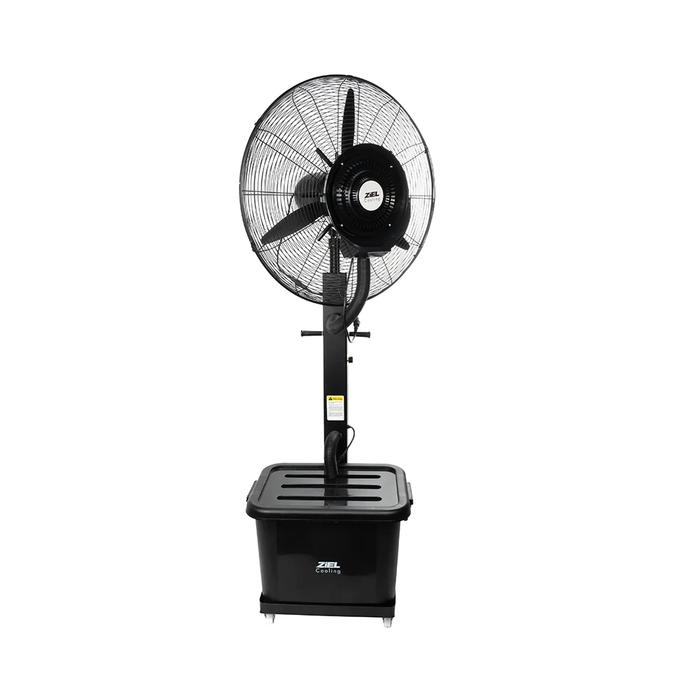 Професионален вентилатор с водна мъгла Ziel Cooling 26″ (66 см) – 230 W, резервоар 40 л ВЕНТИЛАТОР Вентилатор